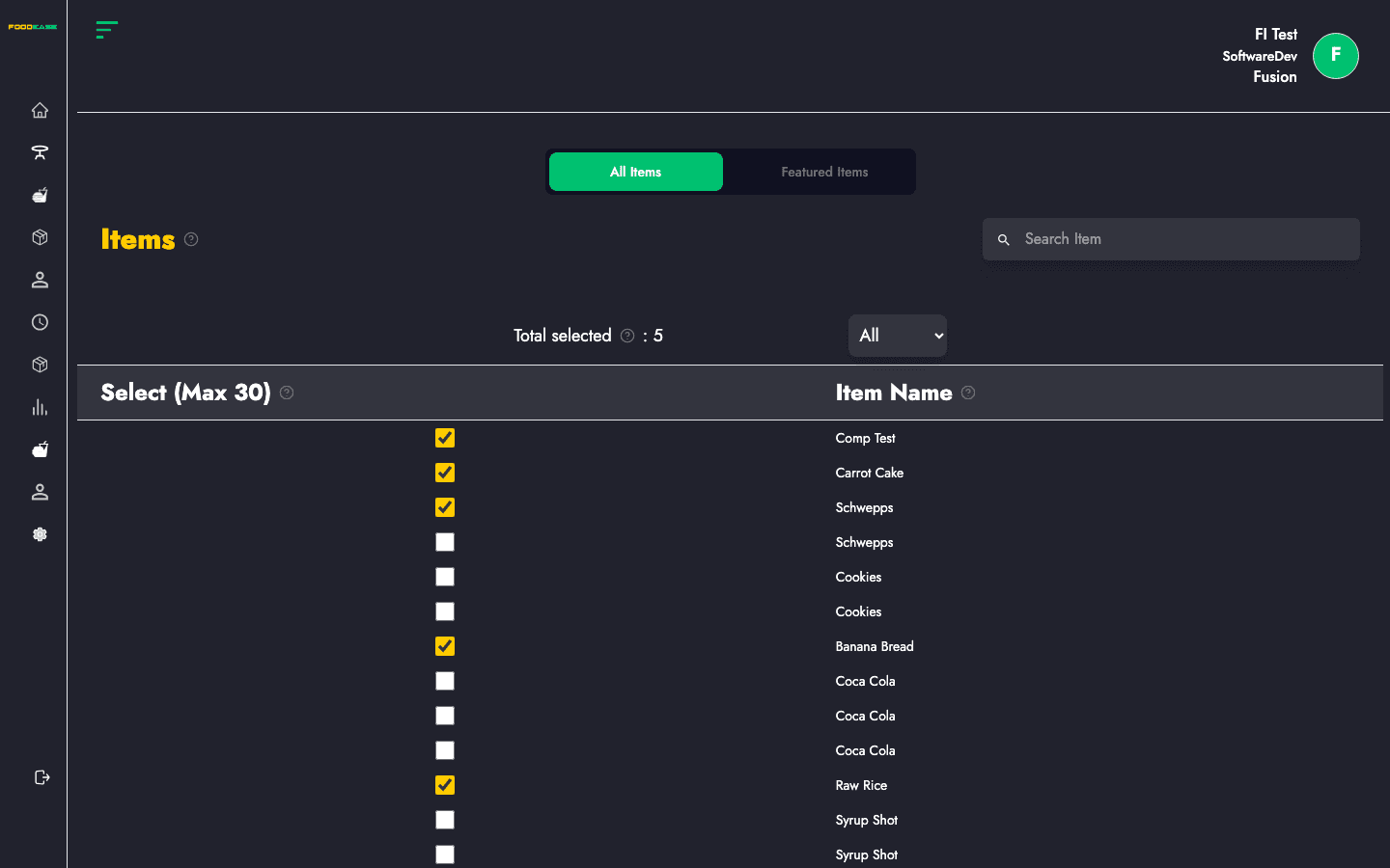 Featured Items page