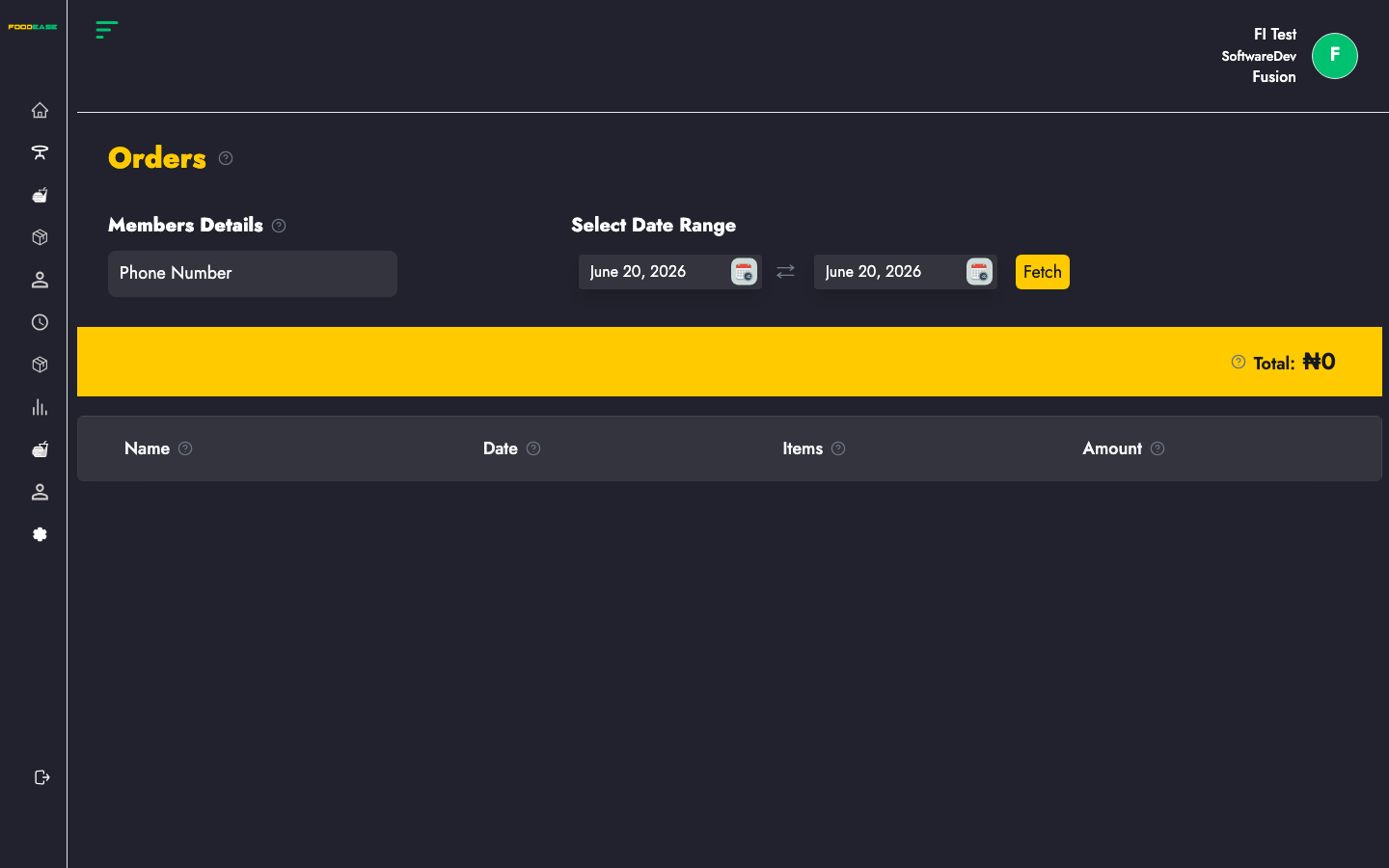 Channel Orders page