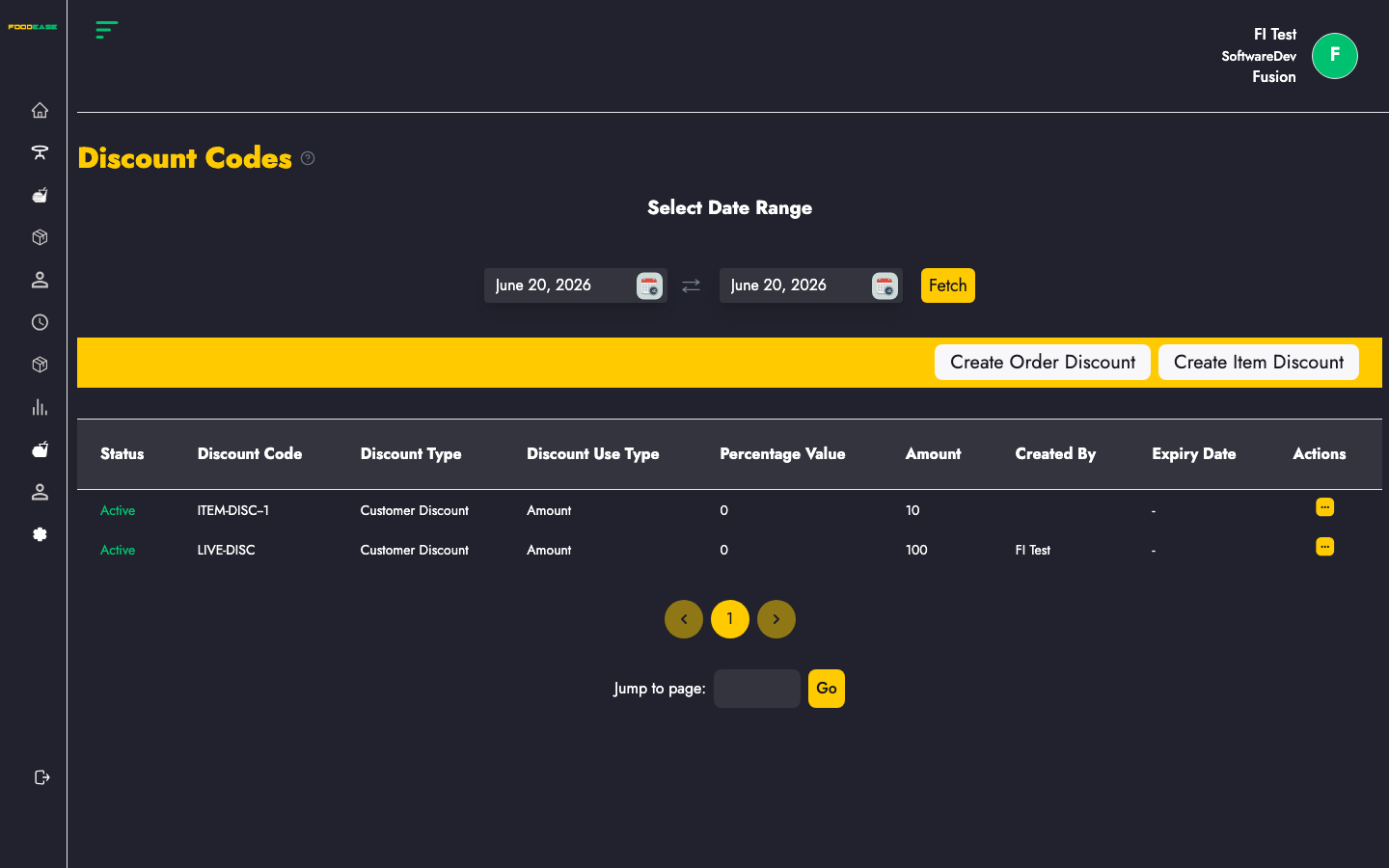Discount Codes page