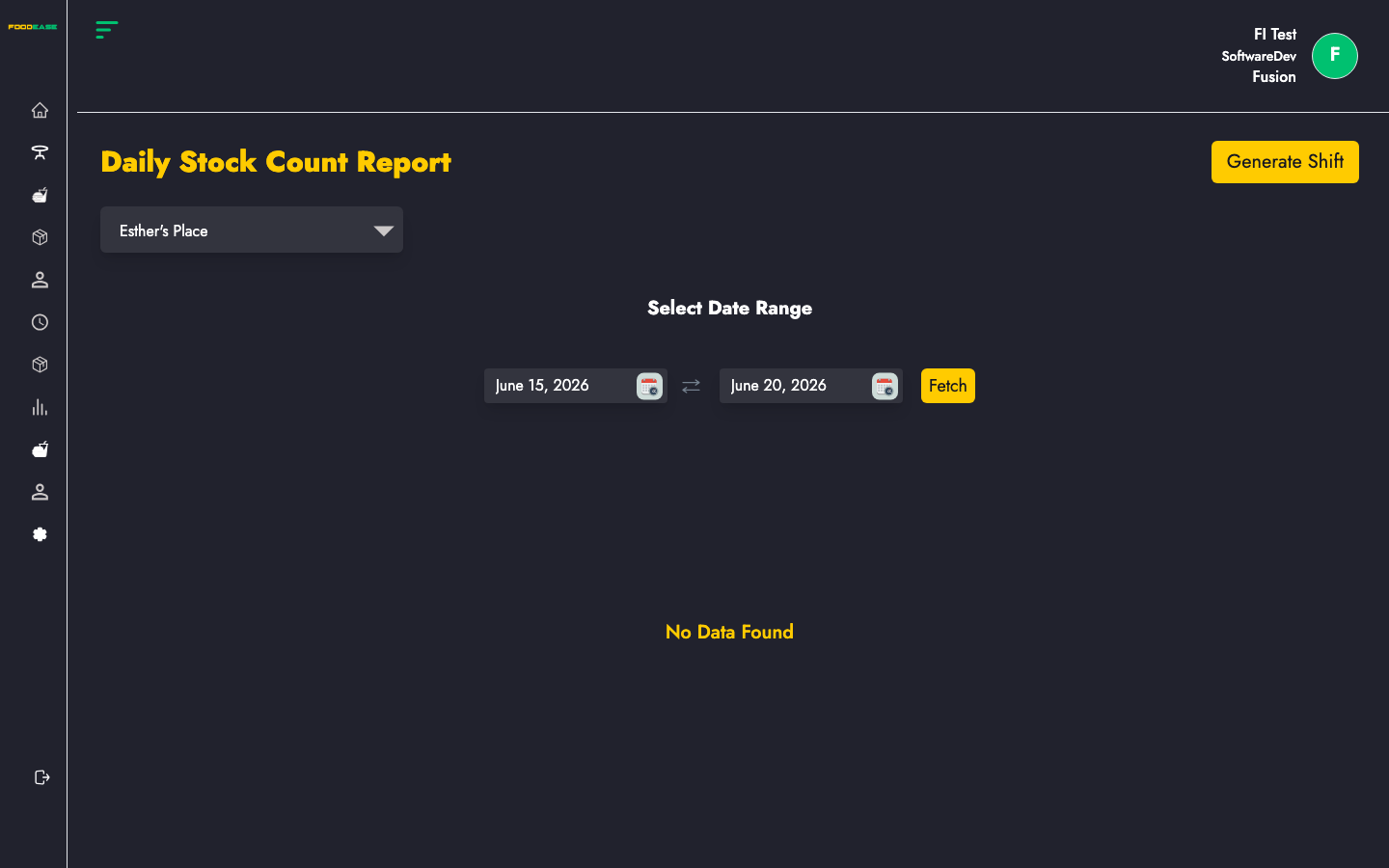 Daily Stock Count report page