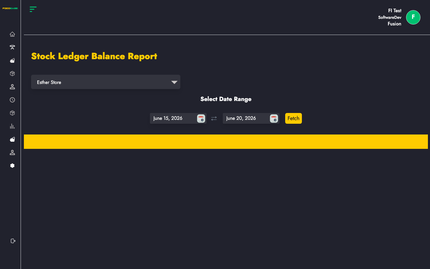 Stock Ledger Balance Report page
