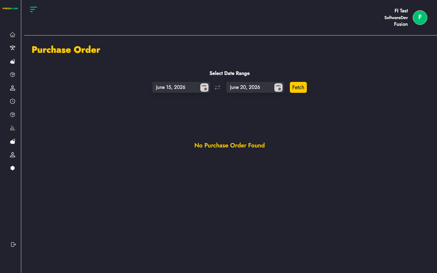 Purchase Order list page