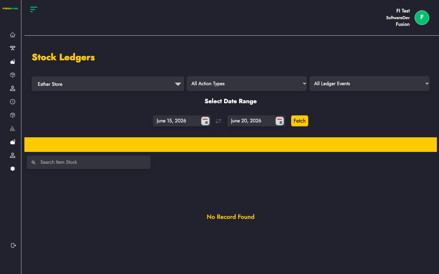 Stock Ledgers page