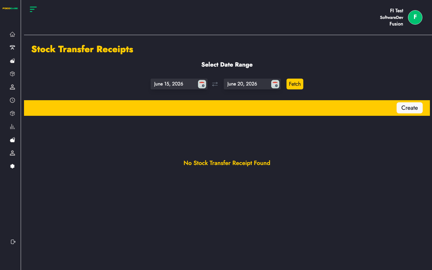 Stock Transfer Receipt list page