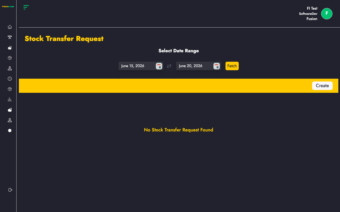 Stock Transfer Request list page