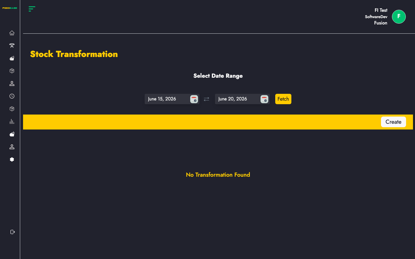 Stock Transformation list page