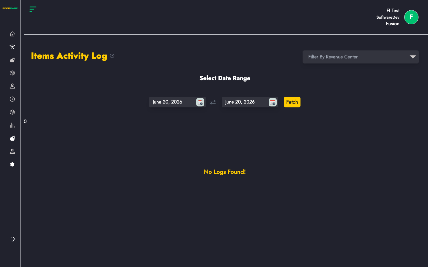 Items Activity Log page