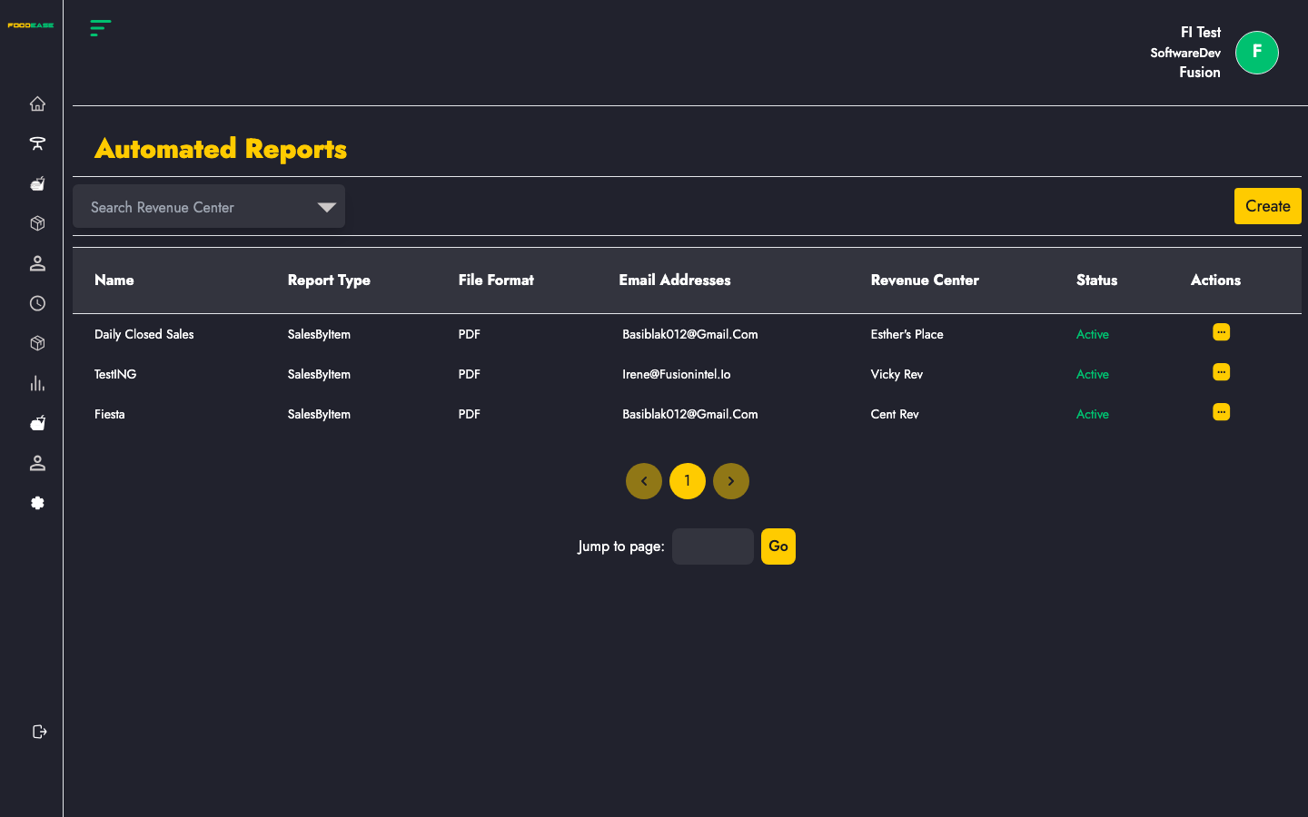 Automated Reports list