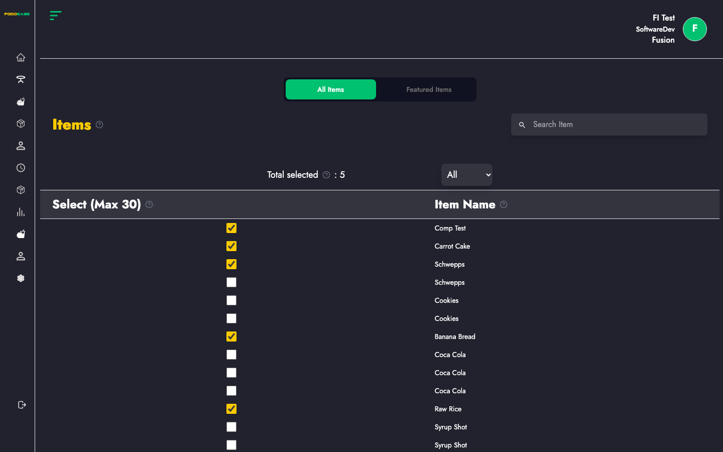 Featured Items page